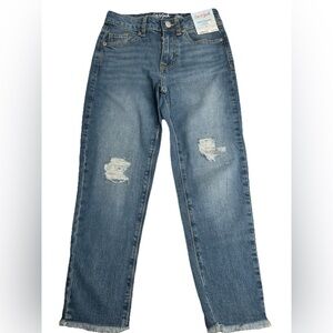 Cat & Jack Girls High Rise Ankle Straight Adjustable Waist Jeans Blue Size 8